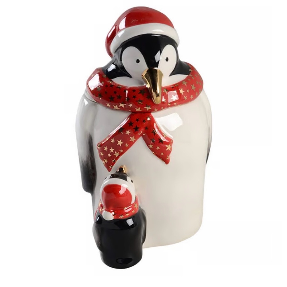 BRAND NEW- Spode Christmas Tree Penguin Candy Jar with Lid.